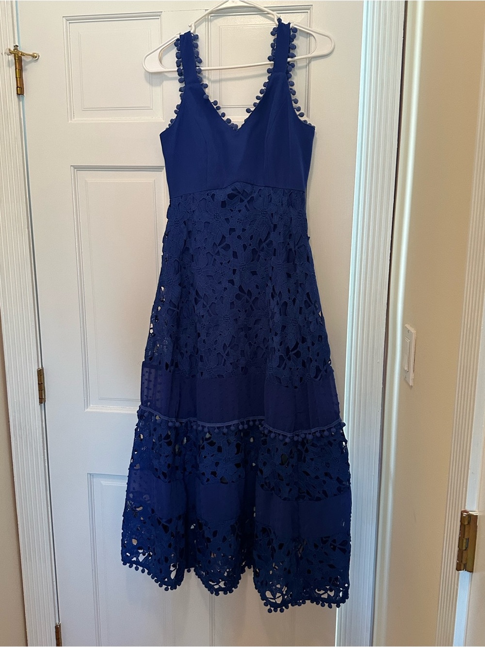 Boston Proper Princess Blue Lace Midi Dress